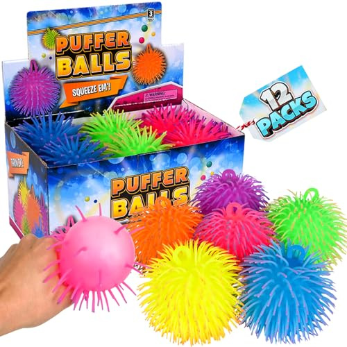 Palline sensoriali neon gonfiabili, 12 pezzi, antistress per bambini | Palline terapeutiche, per sacchetti regalo, calze di Natale e bomboniere