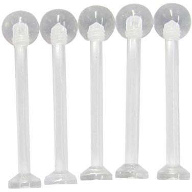 NewkeepsR 5 Stück-1,6mm Dicke, 16mm Länge, Bioplast Flexibler, klarer Zungenringhalter, Unauffällige flache Labret-Abstandshalter