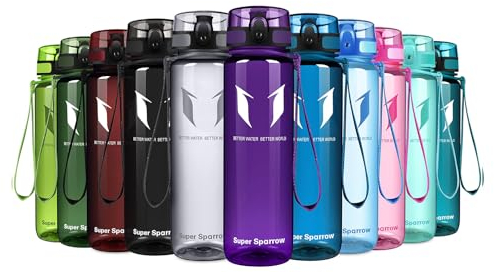 Super Sparrow Botella de Agua Deportiva - 750ml - Sin BPA (Transparente- Orquídea)