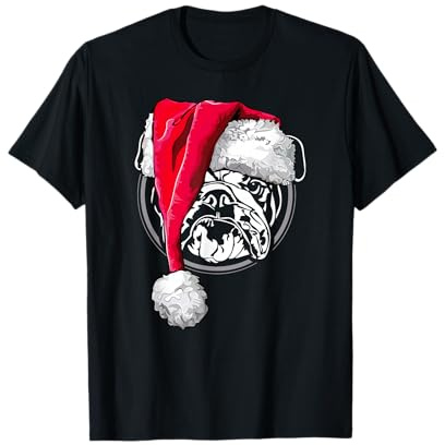 Lustige Englische Bulldogge Weihnachtsmann Weihnachten Hunde T-Shirt