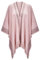 ZLYC Femmes Hiver Ouvert Cape Chaud Poncho Garniture à Franges, Rose, Taille Unique