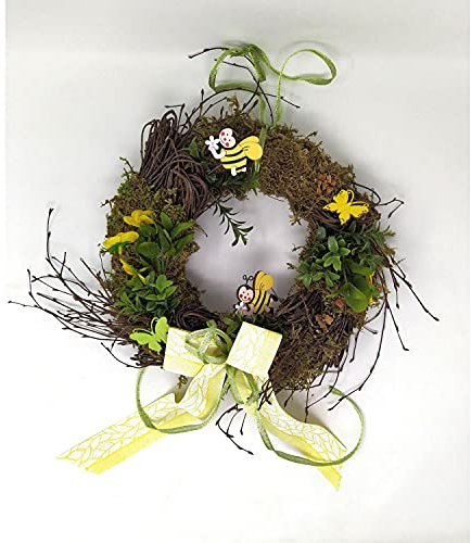 Türkranz, Dekokranz Bienen und Stiefmütterchen gelb Ø 30cm CreaFlor Home