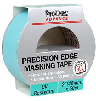 ProDec Advance Painters Masking Tape, 48mm (2 inch) x 50m, UV Resistant | Precision Edge, Multi Surface, for Razor Sharp Lines with No Paint Bleed For Indoor & Outdoor Painting and Decorating