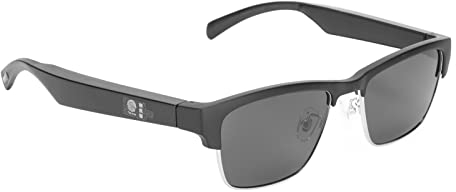 Audio Sonnenbrille mit Open Ear Kopfhörer, Bluetooth 5.0 Sonnenbrille HiFi Stereo Polarisierte Linse Wasserdichte Smart Glasses für Smartphone oder PC(Silberrahmen)