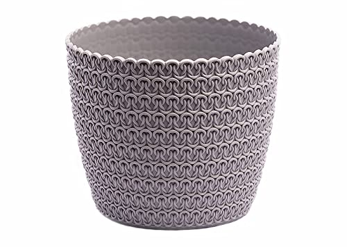 Home Garden Ornaments Plant Pots Indoor, Indoor Plant Pot – Wicker-Look, Plastic Flower Pots (Diameter 18cm, Grey)