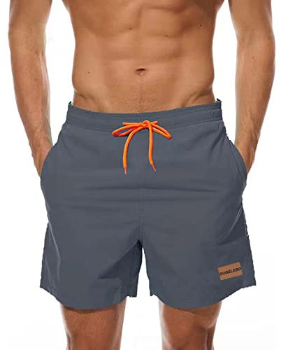 Ougelebo Badehose Herren Badeshorts Herren Kurz Männer Schnelltrocknend Kurze Schwimmhose Strandhose Swim Bade Shorts Man Grau L