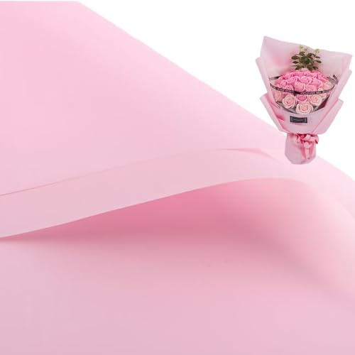 20 Stück doppelseitiges farbiges Blumen-Geschenkpapier, wasserdichtes Valentinstag, Blumenstrauß, Geschenkpapier, 58x58 cm, für Bastelarbeiten, Blumenladen, Blumenstrauß-Verpackung (rosa)