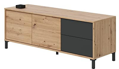 Mobelcenter, Mueble de TV Brooklyn, Mueble Televisión Roble Nodi y Gris Antracita, Medidas: 130 cm Ancho x 47 cm Alto x 41 cm Fondo, (1344)