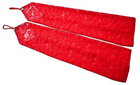 Egurs Brauthandschuhe Abendhandschuhe Lang Fingerlos Handschuhe mit Spitze für Hochzeit Party rot