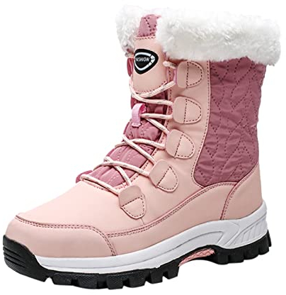 Stivali invernali da donna, da neve, da trekking, leggeri, termici, impermeabili, caldi, da neve, imbottiti, comodi e antiscivolo, Colore: rosa., 37 EU