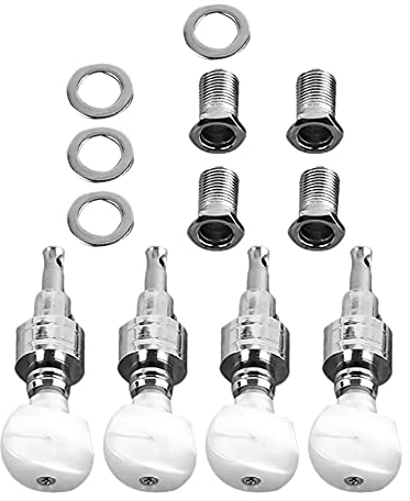 FARUTA Banjo Mechaniköpfe Halb Geschlossene Banjo Maschinenkopf Tuning Tuner Peg String Banjo Geared Machine Head Set White Pearl Buttons Banjo Machine Head Tuning