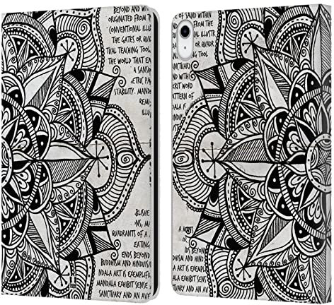 Head Case Designs Papel Garabatos de Mandala Carcasa de Cuero Tipo Libro Compatible con Apple iPad 10.9 (2022)
