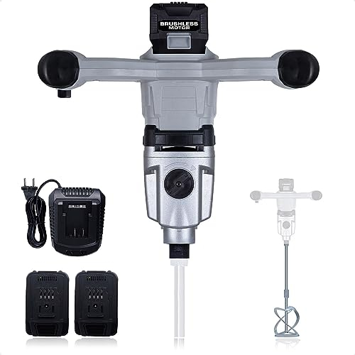 Werku WK403280, Miscelatore Pittura-Malta Senza Fili, Qualità Professionale, Potenza 20 V e 4 Ah, Batteria Li-Ion, Miscelato 75 kg, Include 2 batterie e Asta Miscelazione