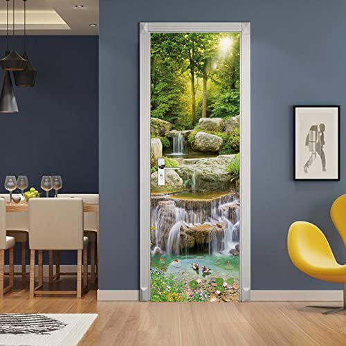 Adesivi Per Porte Interne 3d Moderno Paesaggio Murale Autoadesivo Decorazione Della Casa Adesivo Da Parete Adesivo Artistico Camera Da Letto Vetro Poster Rimovibile,95x215cm