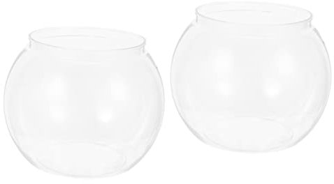 POPETPOP 2 Pièces Aquarium Rond Transparent Compositions pour Centre De Table Vase Boule à Bulles Terrarium en Verre Bol De Conque Pupitre Fleurs Bureau L'animal De Compagnie