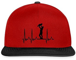 Spreadshirt Papa Vater Herzschlag EKG Sohn Tochter Snapback Cap, One Size, Rot/Schwarz
