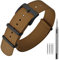ANNEFIT Nylon Uhrenarmbänder 20mm mit Edelstahl Metall Schwarz Schließe, Sport Atmungsaktive Ersatzarmband (Braun)
