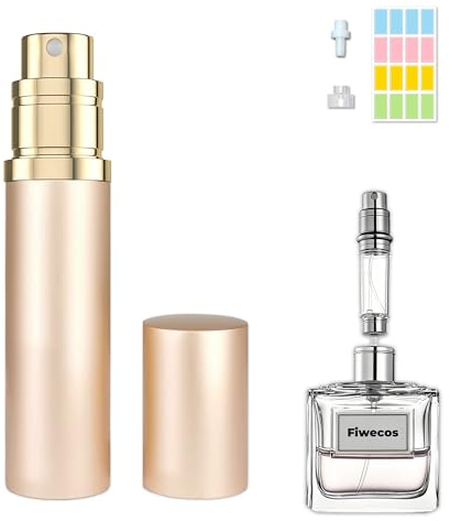 Fiwecos Atomizador de perfume rellenable, vacío, mini botellas de perfume, no requiere embudo o gotero, atomizador portátil de 5 ml para viajes y salidas (oro rosa)