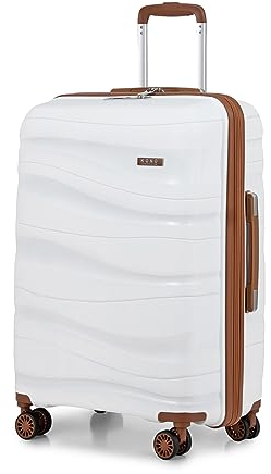KONO Hartschalenkoffer Groß Leicht Koffer Trolley Reisekoffer mit 4 Rollen und TSA Schloss, 75x52x30cm, 105Liter, Zwillingsrollen Polypropylen Rollkoffer (Weiß, L)