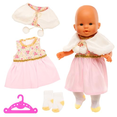 Miunana Kleidung Bekleidung Outfits für Baby Puppen, Puppenkleidung 35-43 cm, Kleid Umhang Socke Kleiderbügel