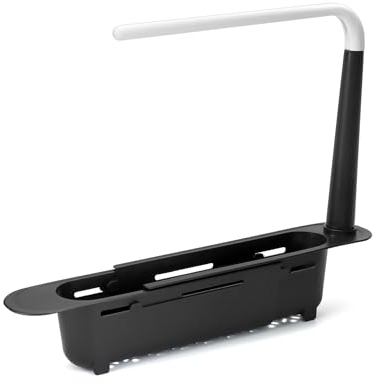 QWORK® Organizador de Fregadero telescópico, Porta esponjas, escurridor estropajos Fregadero, Negro