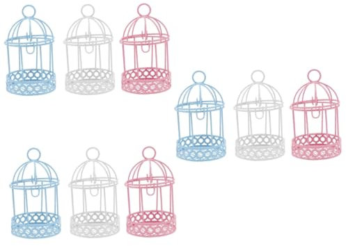 FRCOLOR 9 Stk Mini-vogelkäfig-ornament Vogelkäfig Kerzenhalter Rundes Hängender Teelichthalter Dekoration Tisch Hängender Vogelkäfig Schmiedeeisen Metall Aufbewahrungskiste