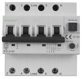 E-Corner | Interruttore Magnetotermico Differenziale Elettronico Tipo A | 3P+N 5 MODULI 32A 30mA | 415V AC 50HZ | Confezione da 3 pezzi