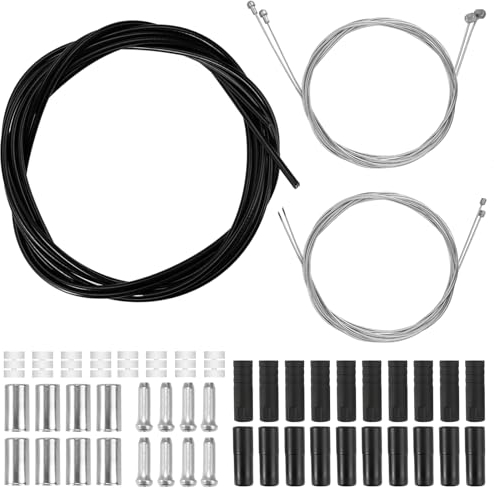 2 Set Boîtier de Câble de Frein Vélo Universel, Universel Câble de Vitesse Vélo Kit, Câbles et Gaines de Frein Vélo, avec Embout Cable et Beignets Toriques, pour Vélo de Montagne, Vélo de Route