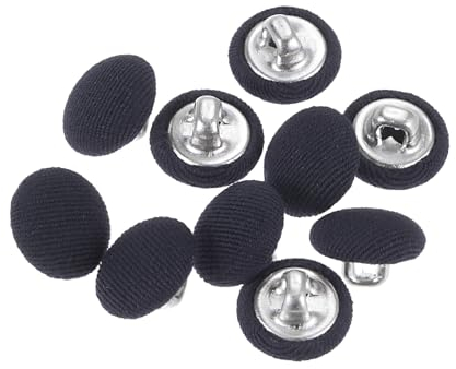 QUARKZMAN 10 Stück Knöpfe mit Stoffüberzug 11,5mm Runder Metallschaft Ösen Stoffknöpfe mit Stoff bezogen Nähknöpfe Vintage Ösenknöpfe für Anzüge Kleider Blusen Bastel DIY, dunkelblau