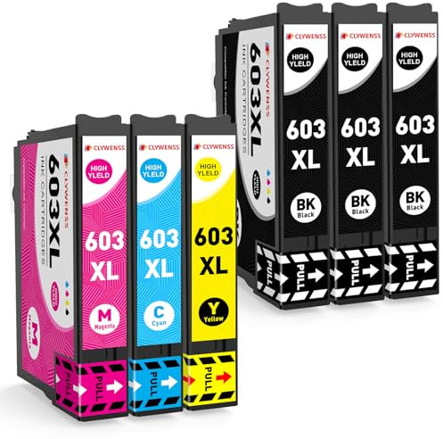 Clywenss 603 XL Druckerpatronen Kompatibel mit Epson 603XL für Expression Home XP-3100 XP-3150 XP-3105 XP-2100 XP-2105 XP-4100 XP-4105 WorkForce WF-2810 WF-2820 WF-2840 Patronen, 6-Pack (3BK, C, M, Y)