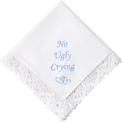 HOULIFE Hochzeitstaschentuch aus bestickter Spitze 60s Baumwolle weiße Taschentücher personalisiertes Stickerei-Taschentuch für Braut Bräutigam Hochzeitstag Geschenk 32 x 32 cm, 6 Stück