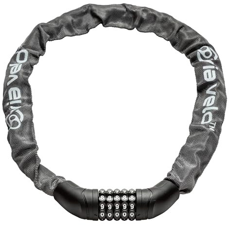 Via Velo Fahrradkettenschloss, 5-stellige zurücksetzbare Kombination, robustes Diebstahlschutz-Fahrradschloss, 7,6 m, Sicherheits-Fahrradschlösser für Roller, Motorrad, Tor, Zaun, Wertsachen usw