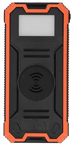 Power Bank Solare 30000mAh con 4 Uscite USB, Ricarica Rapida e Wireless 10W, Batteria Esterna Portatile per Smartphone, Compatibile con iPhone, Samsung, Huawei - Arancione