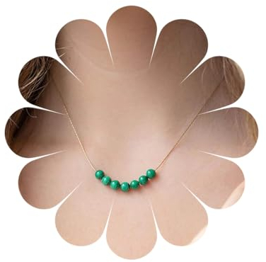 Inilbran Boho Grün Perlen Halskette Halskette Vintage Acryl Perlen Halskette Grün Perlen Kette Halskette Minimalistische Dünne Linie Halskette Schmuck Für Frauen Und Mädchen