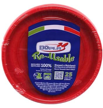 TEKHOME PIATTI PLASTICA 22cm piatti plastica colorati lavabili e riutilizzabili Rotondi per Compleanno,Festa, Matrimonio (ROSSO, 50pz)
