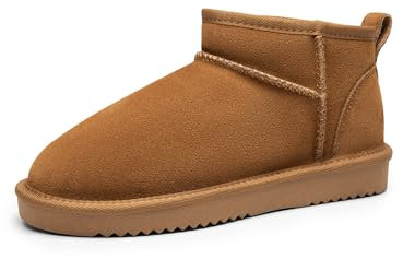 DREAM PAIRS Bottes de Neige pour Femmes Confortable Bottes Hiver Antidérapante et Durable Mini-Botte FuzzyClassic,Size 39,Châtaigne,SDSB2405W