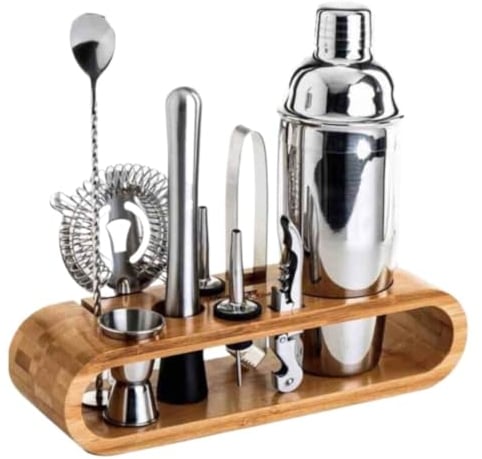 Cocktail Shaker Kit Cocktail Shaker Set Mixing Cup Stainless Steel Cocktail Shaker Set Bar Shaker Glass Wine Shaker Complete Set Of 10 Pieces Cocktail Making Set Bartender Kit Cocktail Set(550ml)