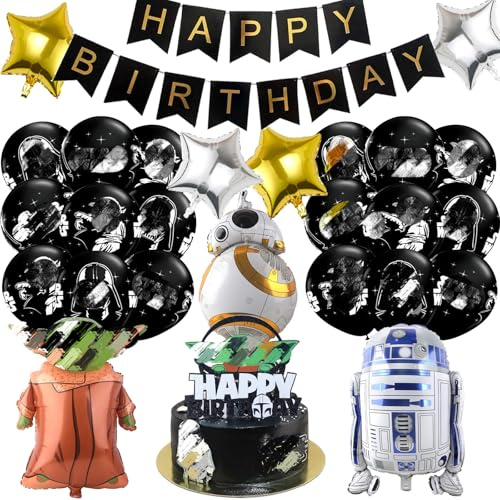 21 Stücke Geburtstag Luftballon, Cartoon Geburtstagsdeko, St-ar Deko Geburtstag Junge, Kindergeburtstag Party Ballons, Thema Birthday Decoration Kit Happy Birthday Banner für Partydeko