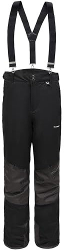 BenBoy Herren Skihose Gefüttert Warm Abnehmbaren Softshellhose Winddicht Wasserdicht Schneehose Hosenträgerhose mit Verstellbarer Träger Snowboardhose Outdoorhose Winter HXK7886M-Black-XL