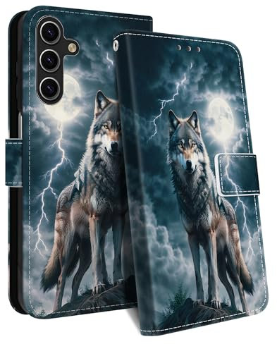 HopMore Handyhülle für iPhone SE 2020 / iPhone SE 2022 5G / iPhone 7 / iPhone 8 Hülle, Premium PU Leder Klappbar Klapphülle Kartenfach Schutzhülle, Stoßfeste Case Tasche mit Motiv Handytasche, Wolf A