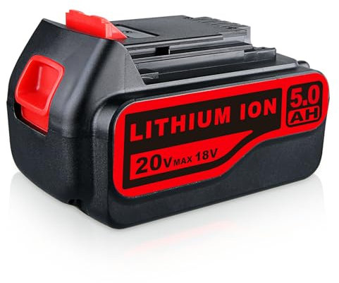 DASNITE LB2X4020 5,0Ah Ersatzakku für Black und Decker 18V Akku 20V Max Li-ion Kompatibel mit Black + Decker akku 18V LB20 LBX20 LBXR20 LBXR2020-OPE LBXR20B-2 LST220 BL1518 BL2018 GKC1825L GTC1850L20