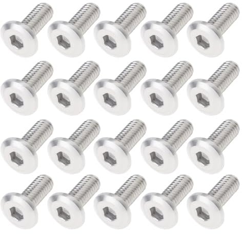 Smgda Lot de 20 vis à tête plate hexagonale M6 x 15 mm, boulons de connecteur de meubles en acier inoxydable 304, entraînement hexagonal, finition brillante, filetage métrique entièrement mécanique