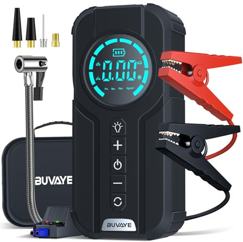 Avviatore auto con compressore d'aria, 150 PSI 4000 A (adatto per tutti i motori a benzina/motori diesel da 10 l), booster, batteria portatile da 12 V, semirimorchi, fornito in una borsa Eva