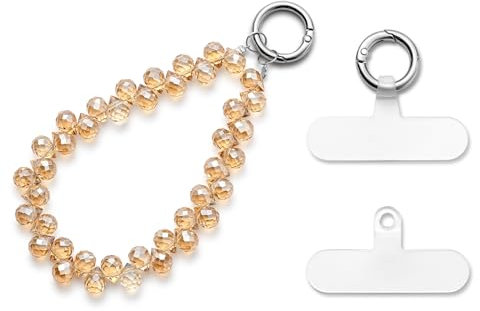 MORSUNBELA Chaîne de téléphone portable courte - Marron - Pendentif pour téléphone portable, M, cristal