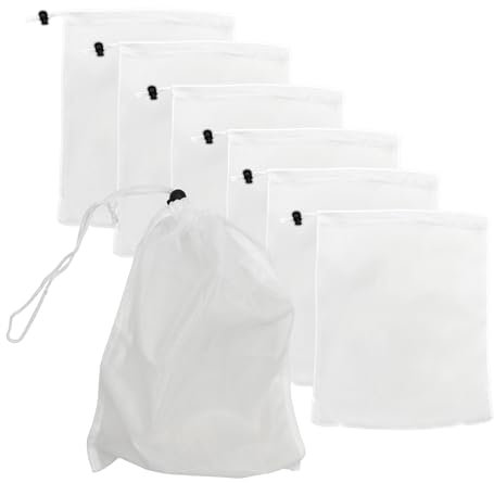 feinmaschiger Ersatzbeutel für Poolsauger, Poolreinigerbeutel, Mesh Laubsack mit Kordelzug für Pool Laubreinigung Weiß (6)