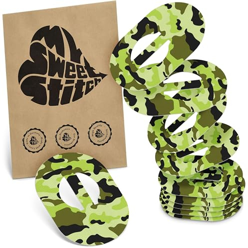 MySweetStitch 10 Fixierpflaster für Guardian Enlite/3/4 oval Camo | Hilft gegen vorzeitiges Ablösen, wasserfest und schnell trocknend, hautfreundlich, bis zu 15 Tage Halt