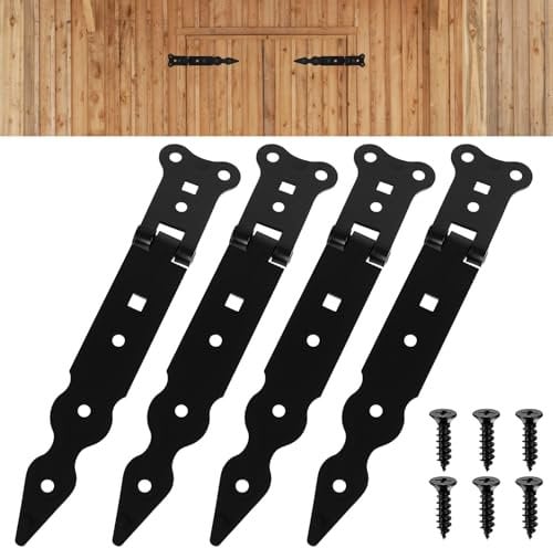 4 Pcs Bisagras Puertas Madera, 200 mm Bisagras para Puertas de Madera, Bisagras para Contraventanas, Bisagras Cruzadas Negras para Portones Puertas de Jardín Granero Exteriores (200 mm)
