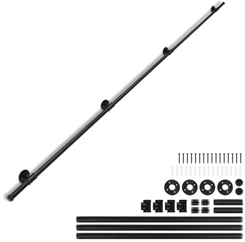 Izrielar Handlauf Treppe, Edelstahl Handlauf für Treppen 300CM, Rutschfester Handlauf Schwarz, Wandhandlauf mit Zubehör Haltegriff Treppe für Treppenhaus,Garten,Hauseingang,Gang Handläufe