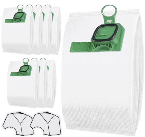 FERRGIA Kit 8 Sacchetti Sacchi Premium in Microfibra+2 Filtri Motore per Vorwerk Folletto VK140,VK150,FP140,FP150-Filtrazione Multistrato,Protezione Motore,Installazione Facile,Antiallergico