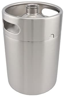 VNSMM Heimbrau-Sets Heimbrausystem 2L / 3.6L / 5L Homebrew Bier Minifass Druckbeaufschlagter Growler Mattschwarzer Fassbierspender(Silver 5L)